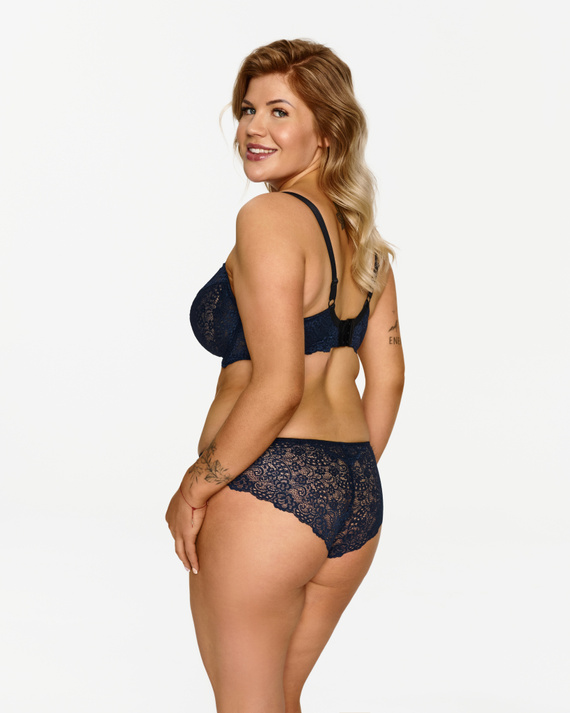 2619 Lupoline - тъмносин мек сутиен с подплънки и дантела