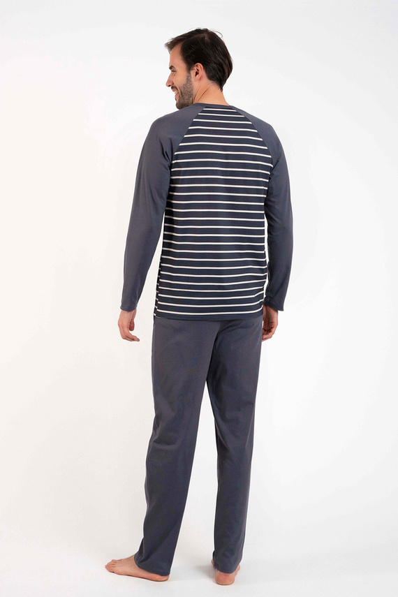 Lars Мъжка пижама с дълъг ръкав и дълъг панталон Италианска мода - графит/графит