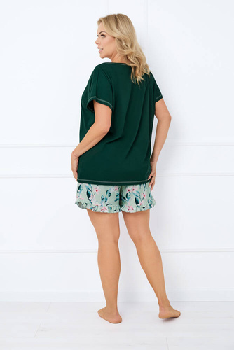 Florisa Дамска пижама с къс ръкав и къс панталон Италианска мода - тъмнозелено/принт 
