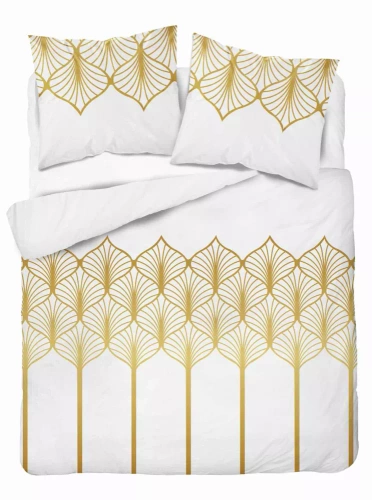 5225 B Сатенено спално бельо с геометричен мотив Detexpol бяло