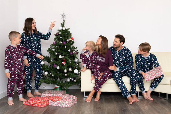 Ava Дамска пижама с дълъг ръкав и панталон Италианска мода - тъмносин принт 