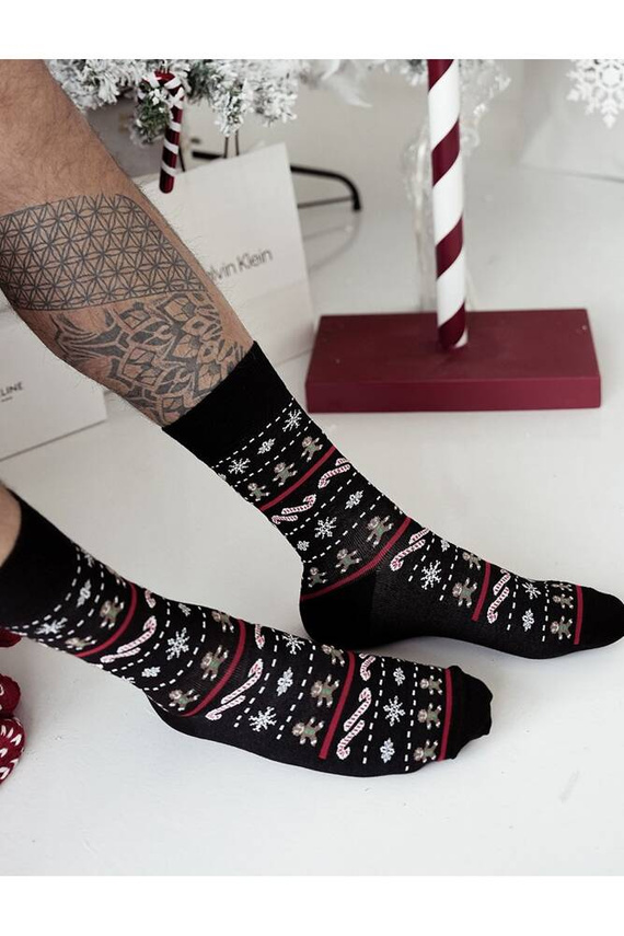 1290-023 Мъжки коледни чорапи Милена - черни