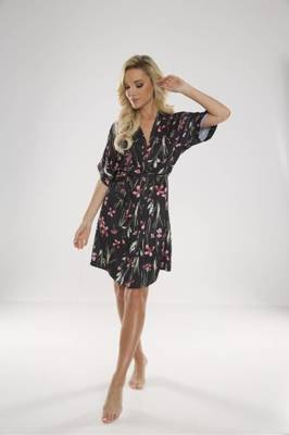 638 Lurdes Дамски халат De Lafense - черно-розов