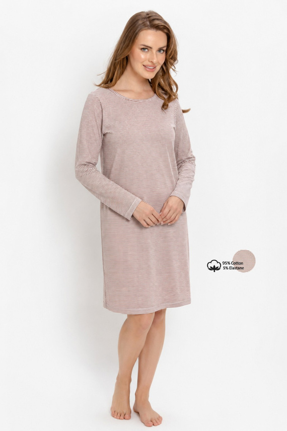 Нощница Taro Norella 3643 памучна с дълъг ръкав и райе