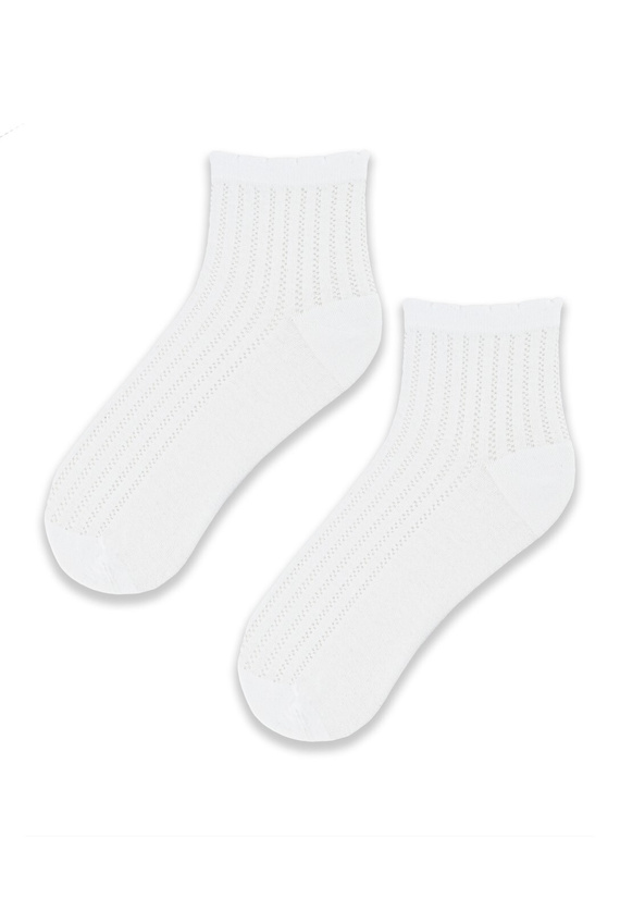 SB120 Жакардови дамски чорапи Noviti - бели