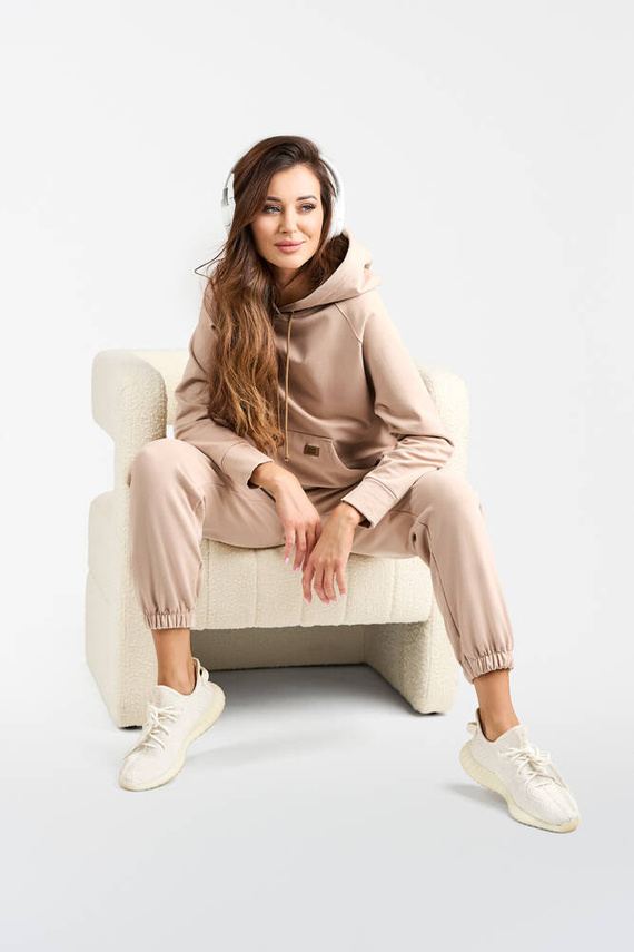 Дамски суитчър с качулка Viva Fashion - бежов