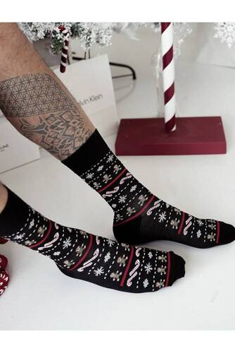 1290-023 Мъжки коледни чорапи Милена - черни