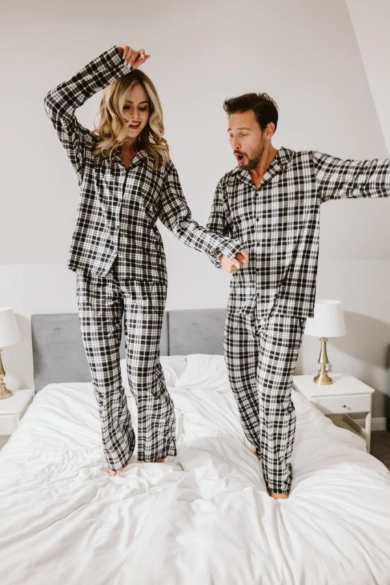 Мъжка пижама Klark - 100% памук, с дълъг ръкав и панталон Италианска мода 