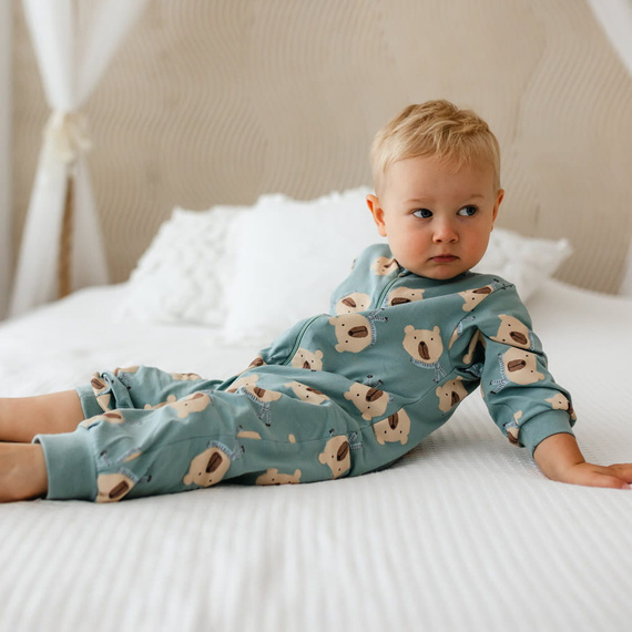 Бебешки гащеризон Beary Cool Eevi – сив, памучен, без крачета, с цип