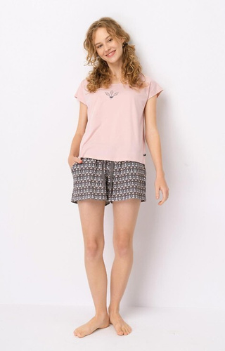 LNS 880 Key дамска памучна пижама - пудра-мока