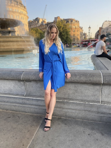 412 Dagmara Къс дамски халат Forex - метличина