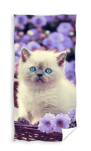 Коте в кошница за кафе Carbotex детска плажна кърпа | 100% памук, 310 g/m²