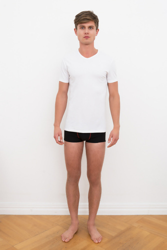 Ikar Мъжка тениска с деколте италианска мода - бяла 