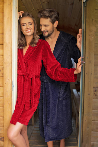 Дамски вълнен халат Zala Италианска мода - червен 