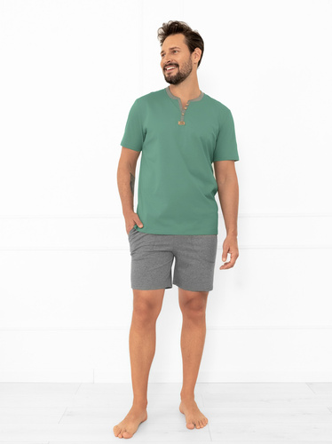 Julius Italian Fashion мъжка пижама градински чай - къса, памучна, елегантна