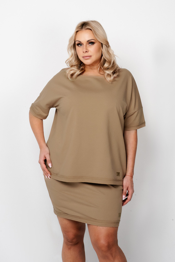 Дамска мини пола Karina Италианска мода - камилска