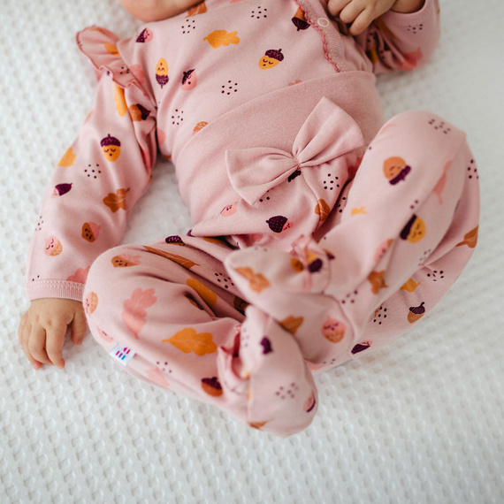 Бебешки спален костюм Fluffy Tails Eevi - розов, памук с панделка