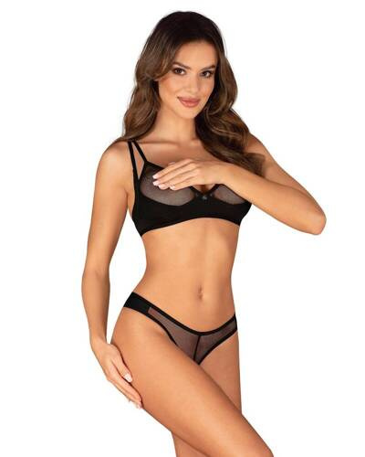 Nesari Crotchless Komplet 2-częściowy Obsessive - czarny
