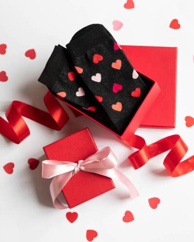 M30D Serce Мъжки дълги чорапи Италианска мода - черни