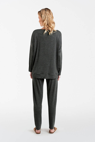 Akord Дамски комплект с дълъг ръкав и дълъг панталон Италианска мода - тъмен меланж 