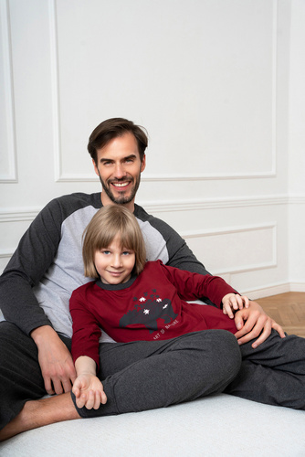 Morten Пижама за момчета Италианска мода burgundy/c.меланж