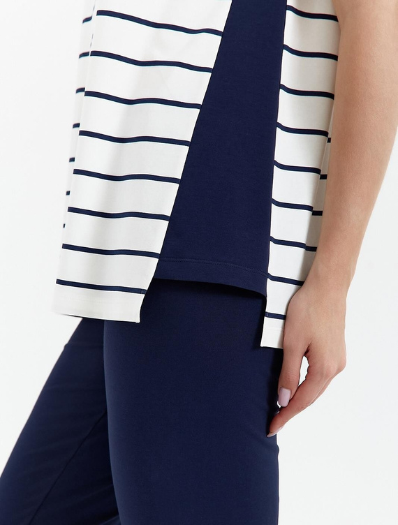 448 Дамска пижама Cana - екрю - морско синьо