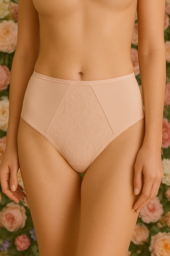 VF-435 – figi damskie z koronką i wysokim stanem Vena nude