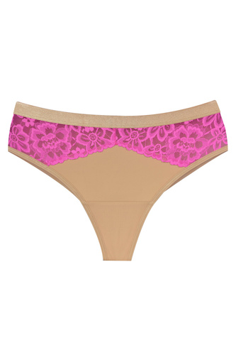 Mediolano Crazy Pink 19249 Дамски бразилиани от дантела в бежово и розово