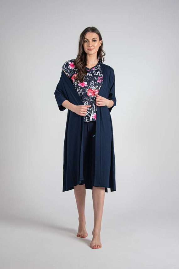 676 Дамска пижама Forex с подметка - тъмно синьо