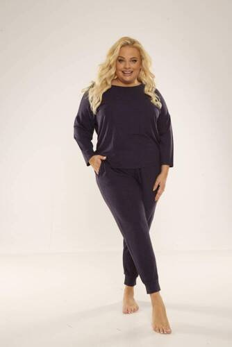 347 Paula Plus Size Женска пижама De Lafense - тъмно синьо