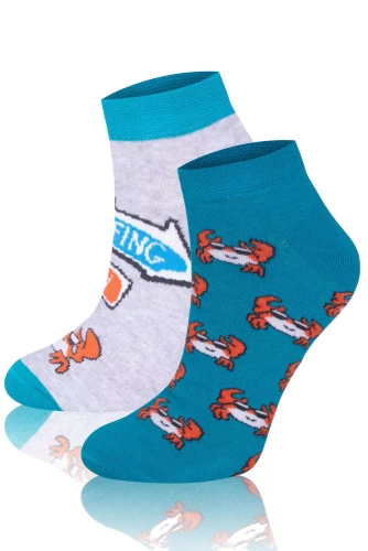 S138S Krab Socks чорапи за крака Италианска мода - тюркоаз/оранжев/светъл меланж
