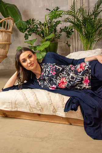 676 Дамска пижама Forex с подметка - тъмно синьо