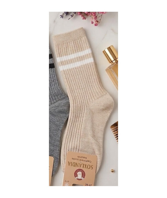 Дамски чорапи WIK Soxlandia 3044 wz.12 кашмир 95% рипсен бежов