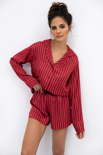 Дамска пижама Vivienne Sensis - вискоза, с цип, на райета