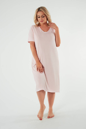 Puntini Дамска нощница с къс ръкав Италианска мода - прахообразно розово 
