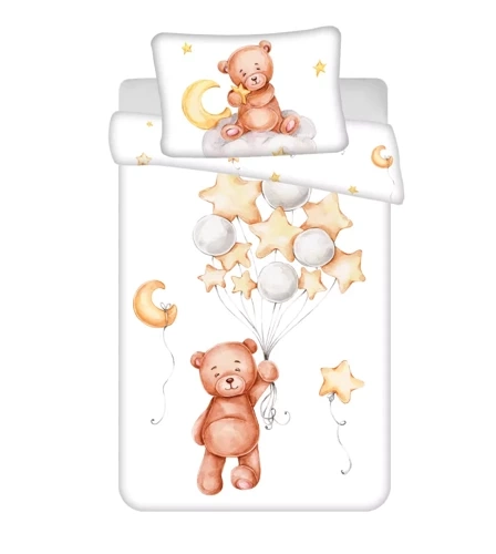 Плюшено мече с балони Памучно спално бельо за легла Jerry Fabrics бяло/бежово