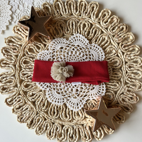 Коледна лента за глава Mamatti за момичета OK01 Весела Коледа – червена, елегантна лента за глава за момичета