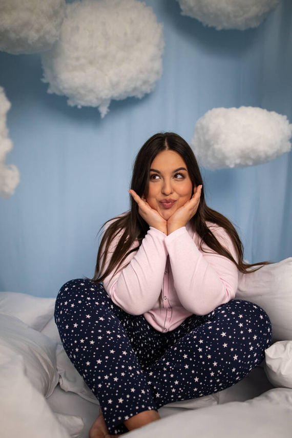 Libra Дамска пижама с дълъг ръкав и панталон Италианска мода - розово/принт 