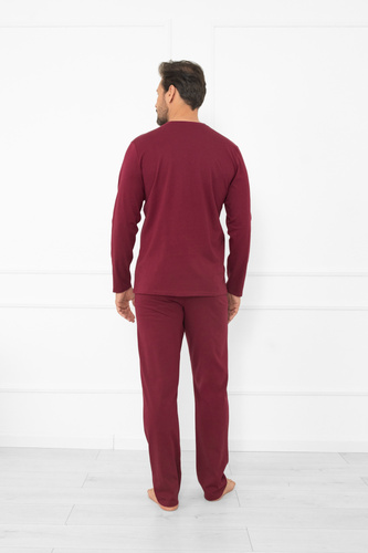 Мъжка пижама Gordo - класически памук, поло и панталон с джобове Италианска мода - бордо 