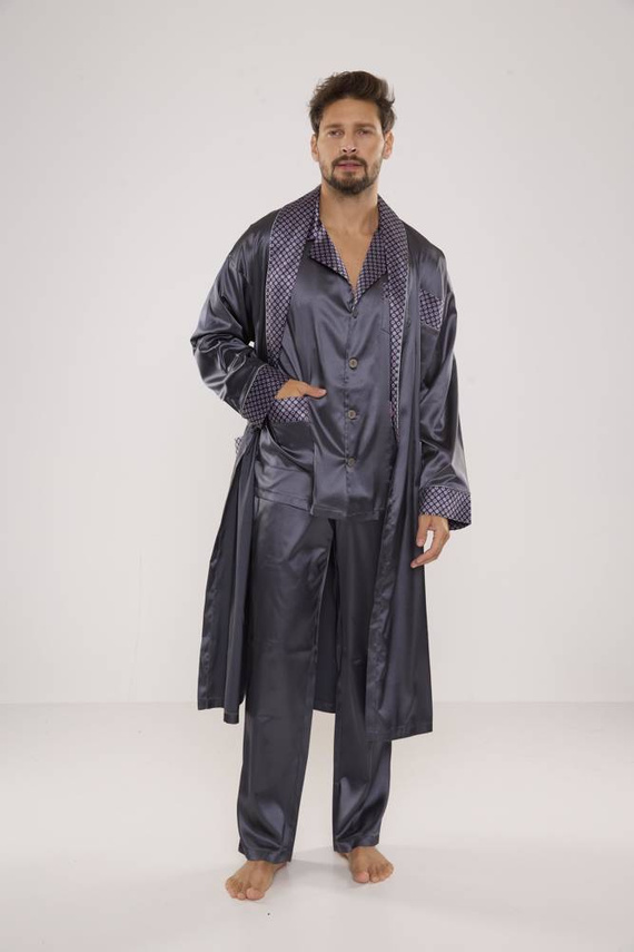 939 Мъжка сатенена сива пижама