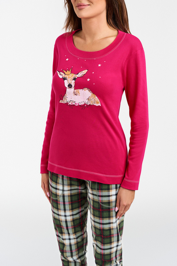 Zonda Дамска пижама с дълъг ръкав и дълъг панталон Италианска мода - амарант/принт