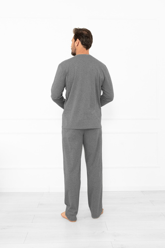 Мъжка пижама Gordo - класически памук, поло и панталон с джобове Италианска мода - меланж 