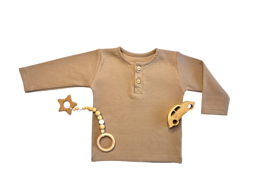 Поло блуза за момче с дълъг ръкав, кафява BL14951 - елегантна и удобна