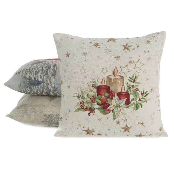 Chp 1270 Коледен гоблен калъфка за възглавница Eurocurtains бежово