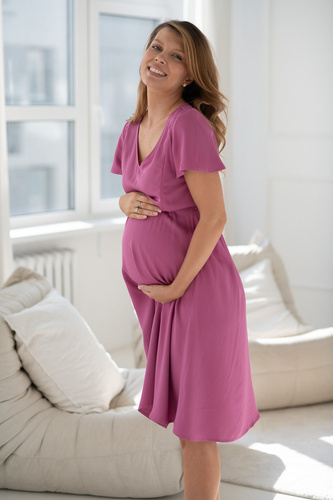 Рокля за бременни и кърмене Lovely Dress Midi Milk&Love вискоза 100% rose