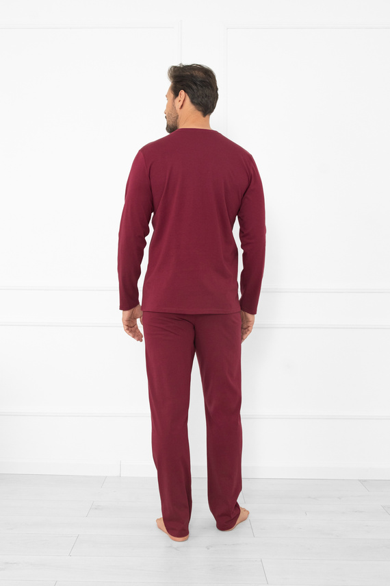 Мъжка пижама Gordo - класически памук, поло и панталон с джобове Италианска мода - бордо 