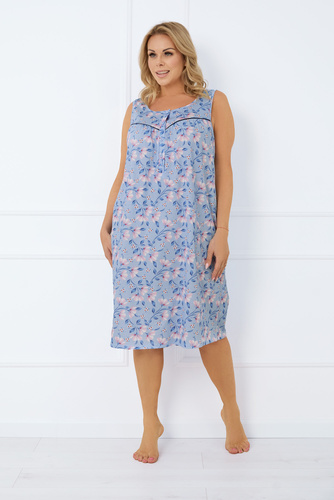 Нощна риза с разкопчани копчета, широка презрамка Италианска мода - принт