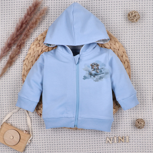 NINI Baby Bear Pilot бебешки органичен суитшърт с цип ABN-5751/BLE