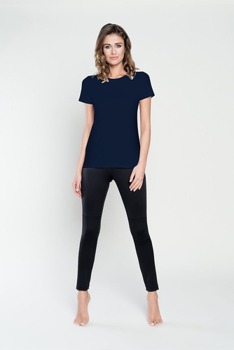 Ibiza Дамска тениска с къс ръкав Италианска мода - тъмно синьо