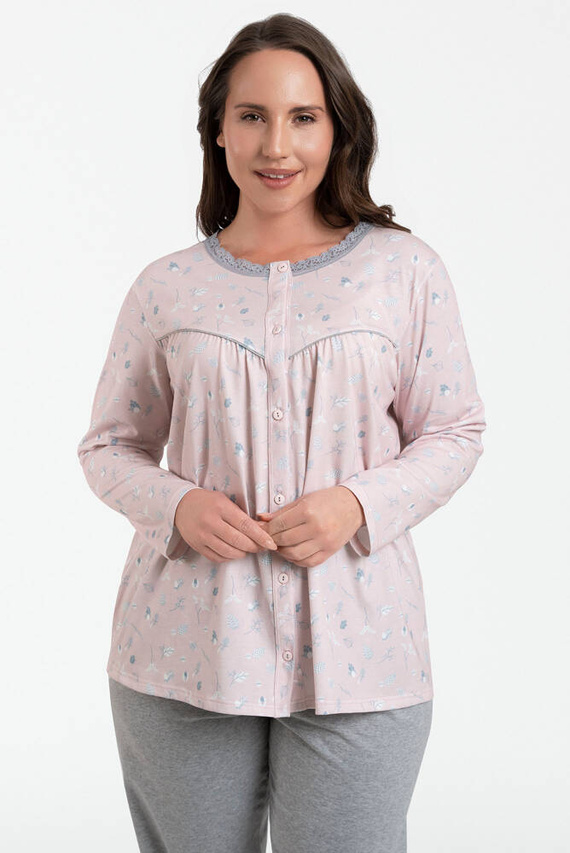 Дамска пижама Daniela с дълъг ръкав и 3/4 панталон Италианска мода - принт/меланж 